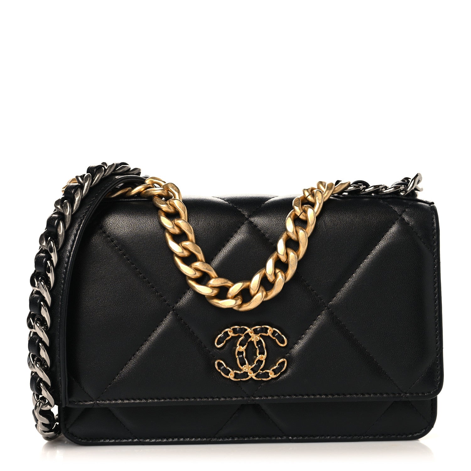 Chanel Lambskin Quilted Chanel 19 Wallet On Chain WOC Black 1 of 13