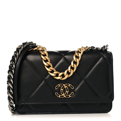 Chanel Lambskin Quilted Chanel 19 Wallet On Chain WOC Black 1 of 13