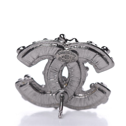 Chanel Enamel Crystal CC Earrings Ruthenium 4 of 5