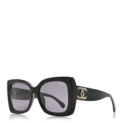 Chanel Acetate CC Square Sunglasses 5555 Black 1 of 7
