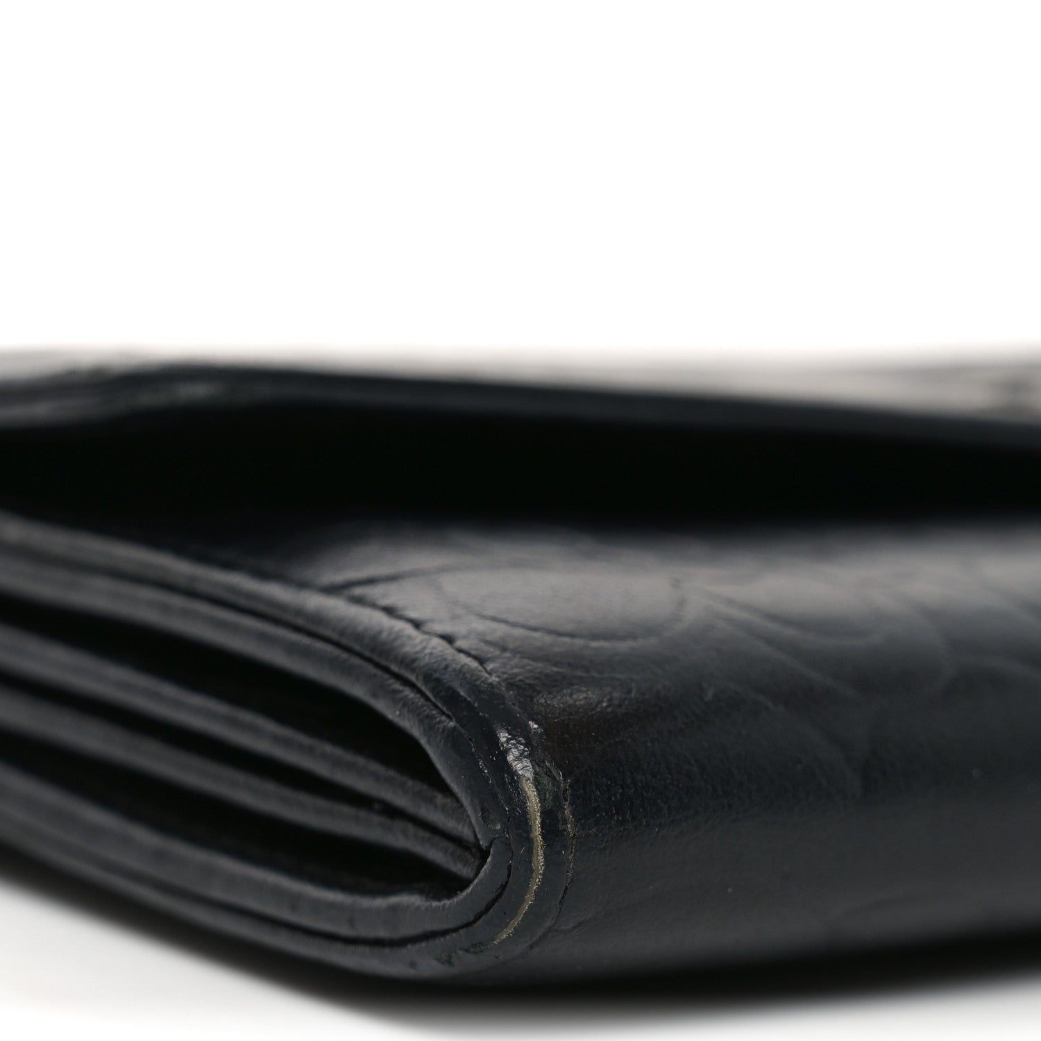 Chanel Lambskin Embossed Camellia Large Gusset Flap Wallet Black 9 of 10