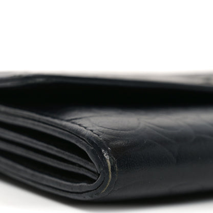Chanel Lambskin Embossed Camellia Large Gusset Flap Wallet Black 9 of 10