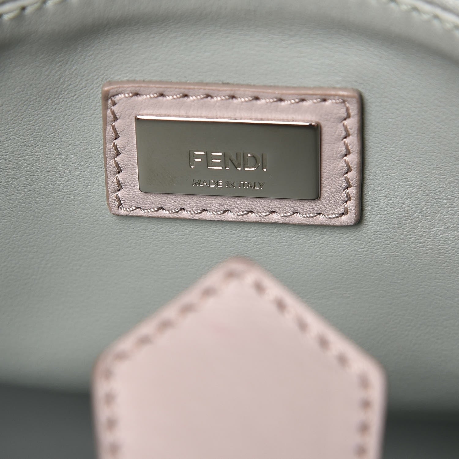Fendi Vitello Dolce Fox Goat Bi-Color Sad Eyes Mirror Charm Petite 2Jours Tote Grigio Polvere Black 6 of 10