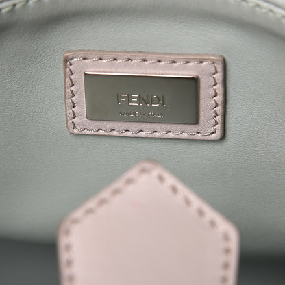 Fendi Vitello Dolce Fox Goat Bi-Color Sad Eyes Mirror Charm Petite 2Jours Tote Grigio Polvere Black 6 of 10