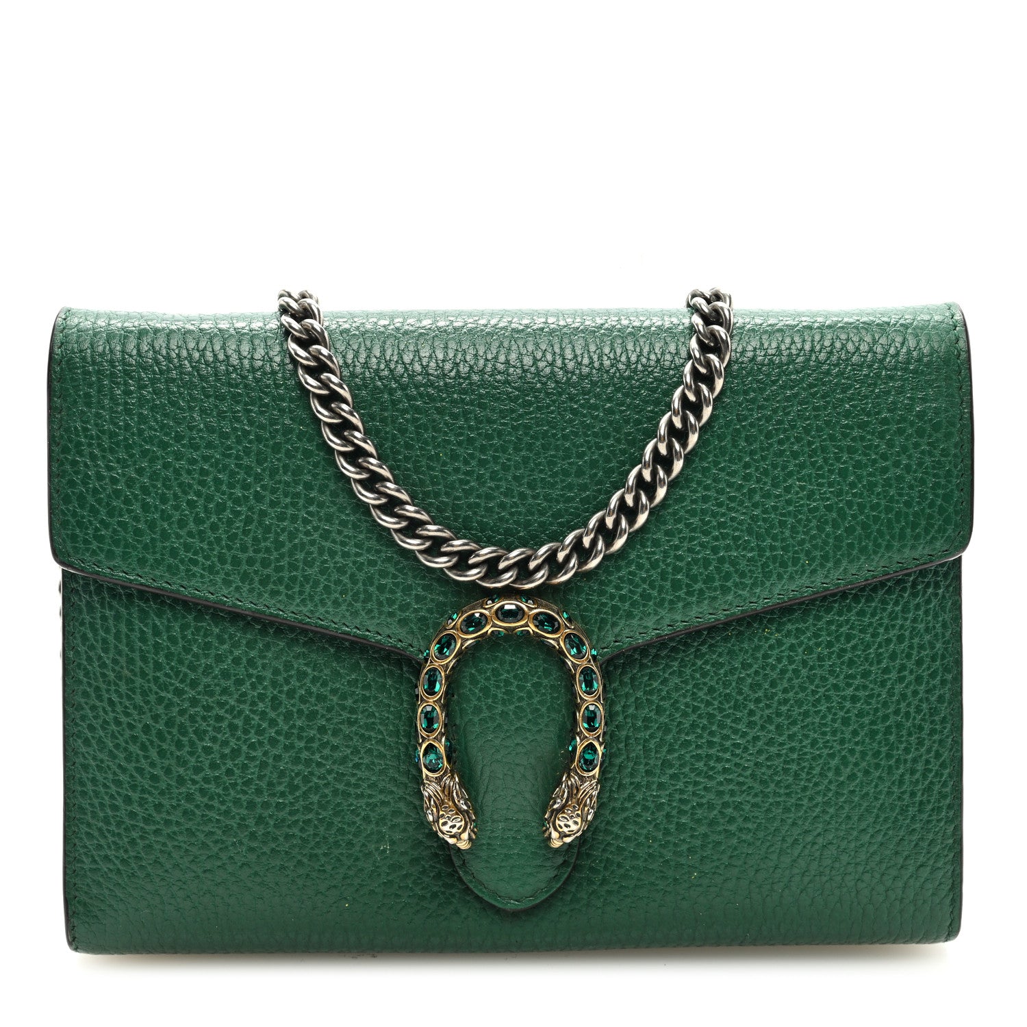 Gucci Calfskin Mini Dionysus Chain Wallet Emerald 1 of 8