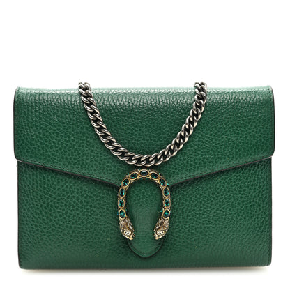 Gucci Calfskin Mini Dionysus Chain Wallet Emerald 1 of 8