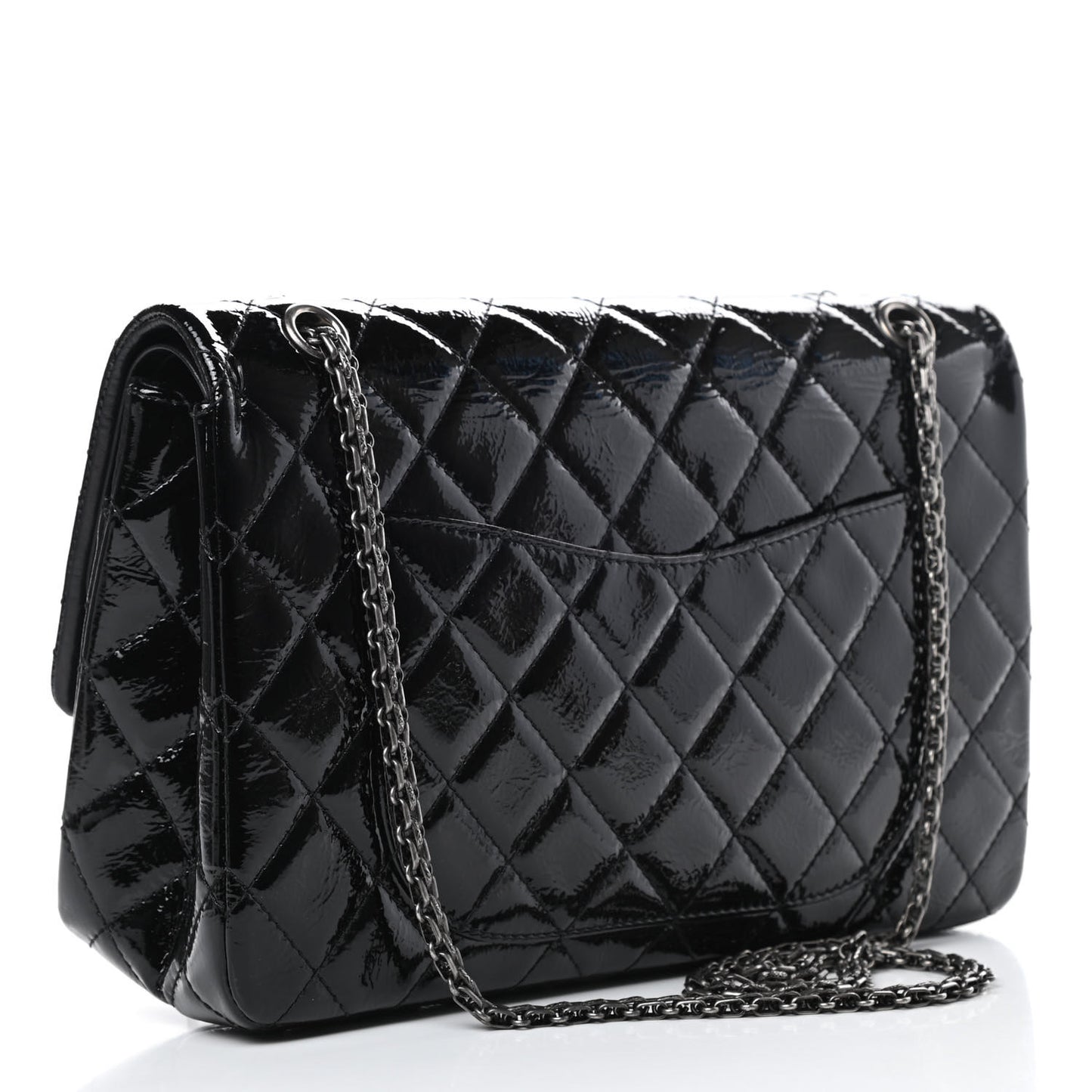Distressed Patent Quilted 2.55 Reissue 227 Flap Black