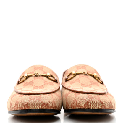 Gucci Canvas GG Monogram Horsebit Womens Jordaan Loafers 36 Beige Ruggine 2 of 9