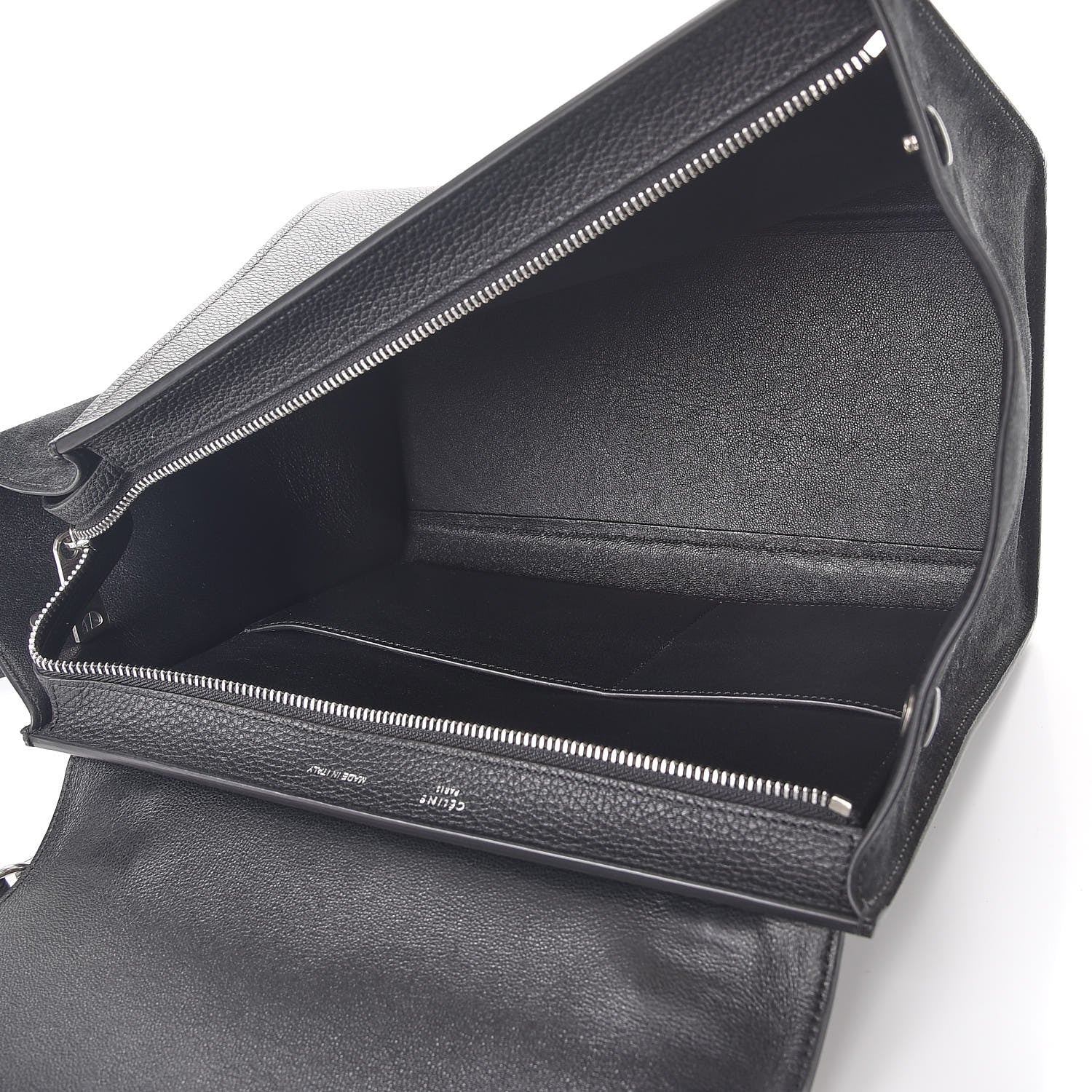 Celine Drummed Calfskin Suede Medium Trapeze Black 5 of 7