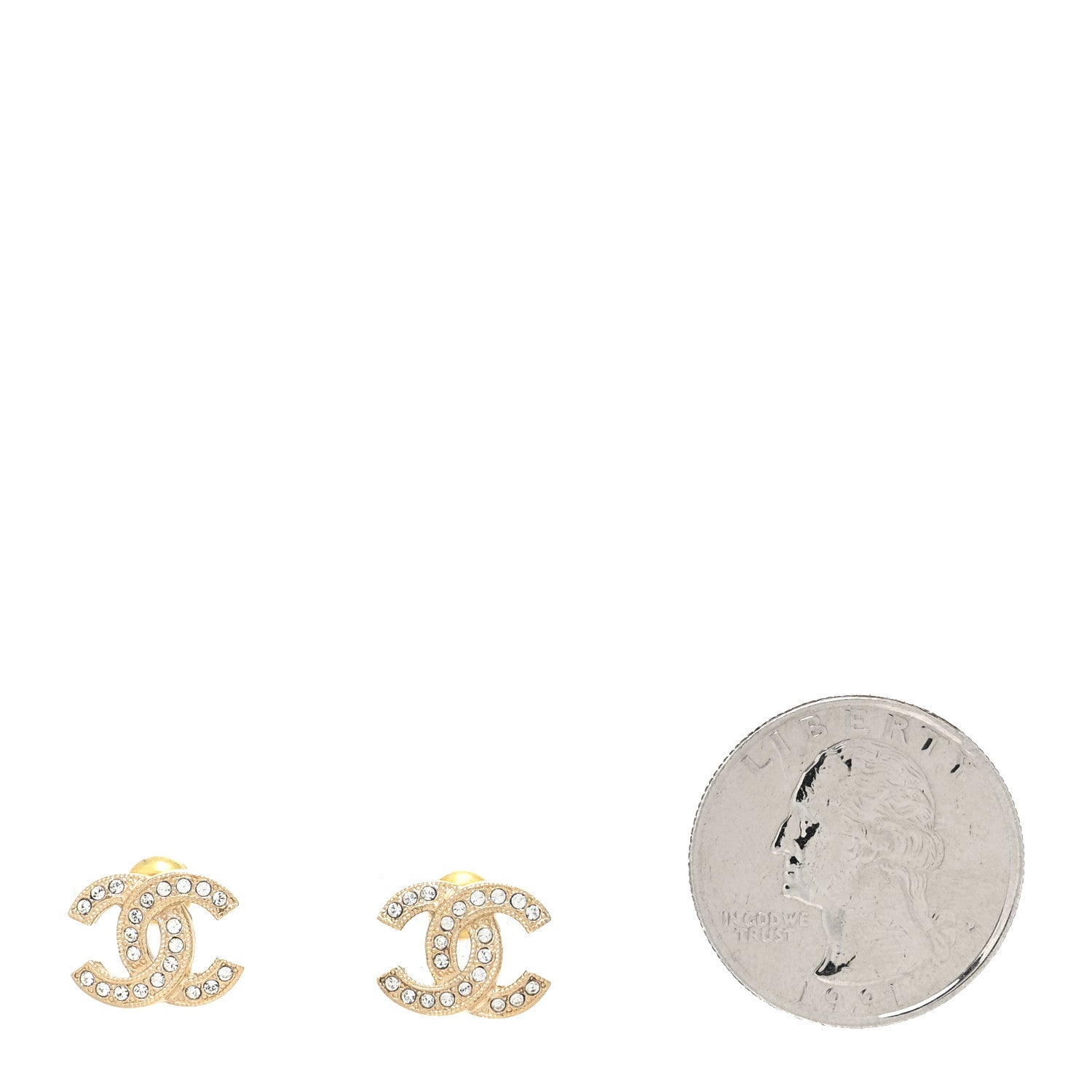 Chanel Crystal CC Earrings Gold 2 of 4