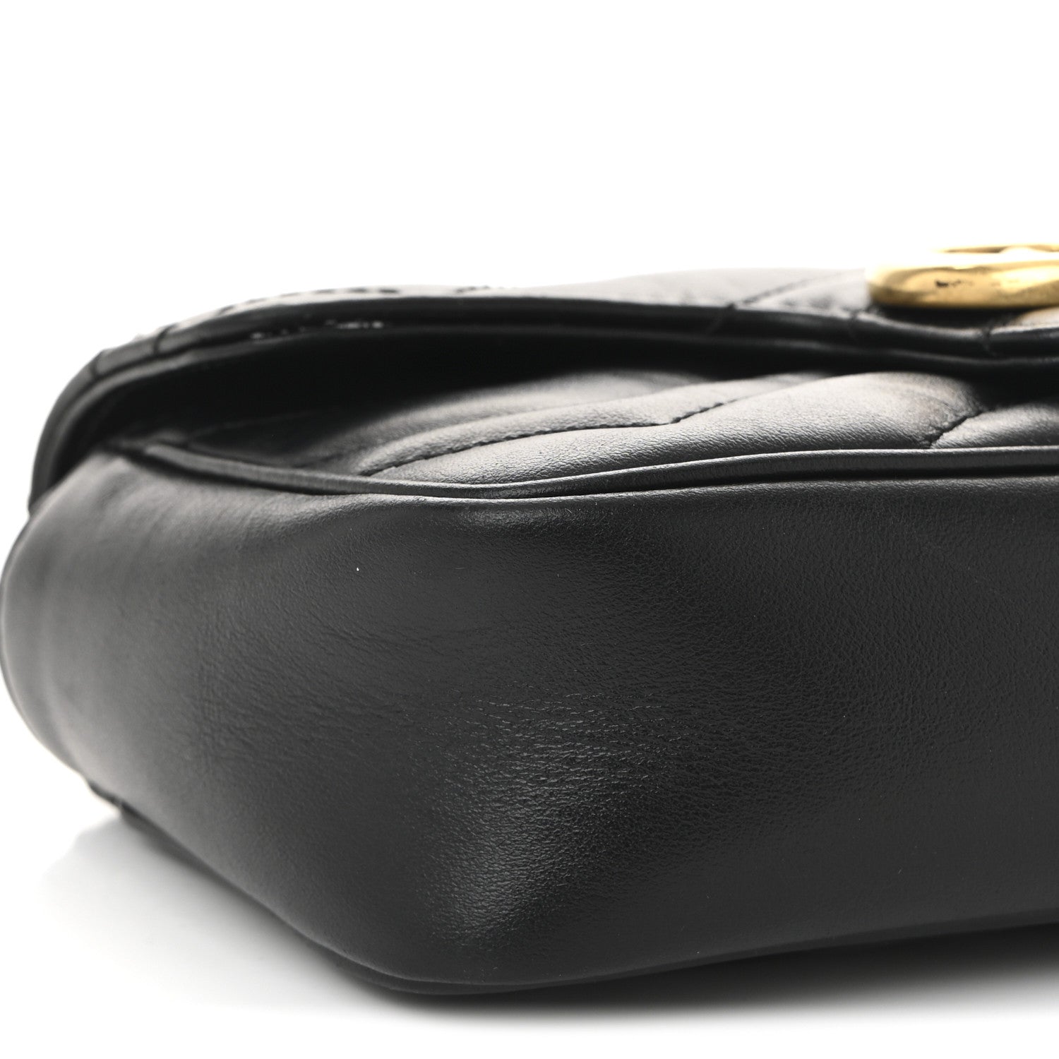 Gucci Calfskin Matelasse Super Mini GG Marmont Shoulder Bag Black 9 of 11