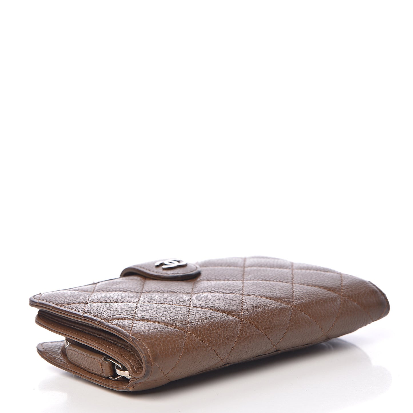 Caviar Quilted Zipped Pocket Wallet Brown