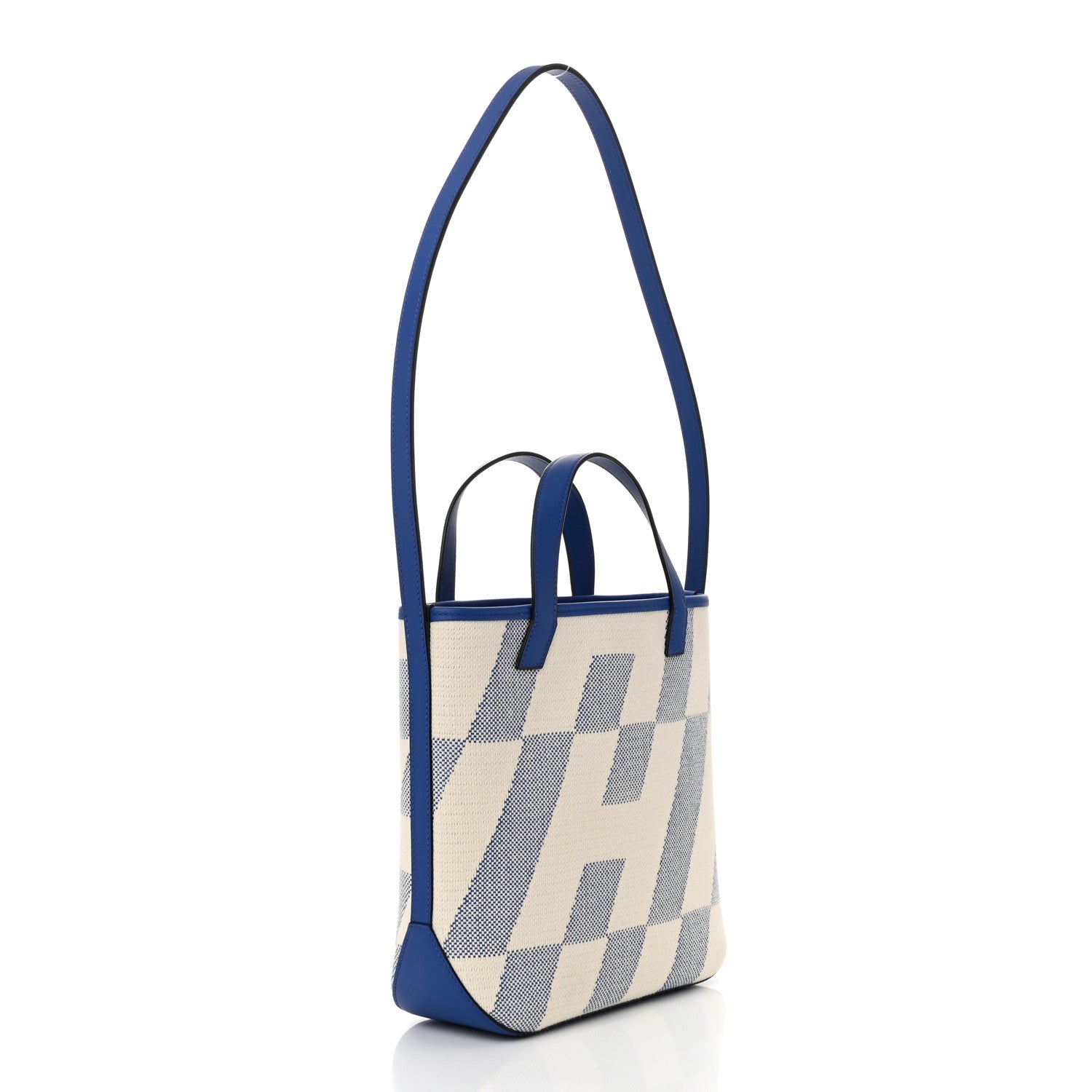 Hermes Swift H Canvas Cabas H En Biais 27 Bleu Royal Ecru 3 of 11