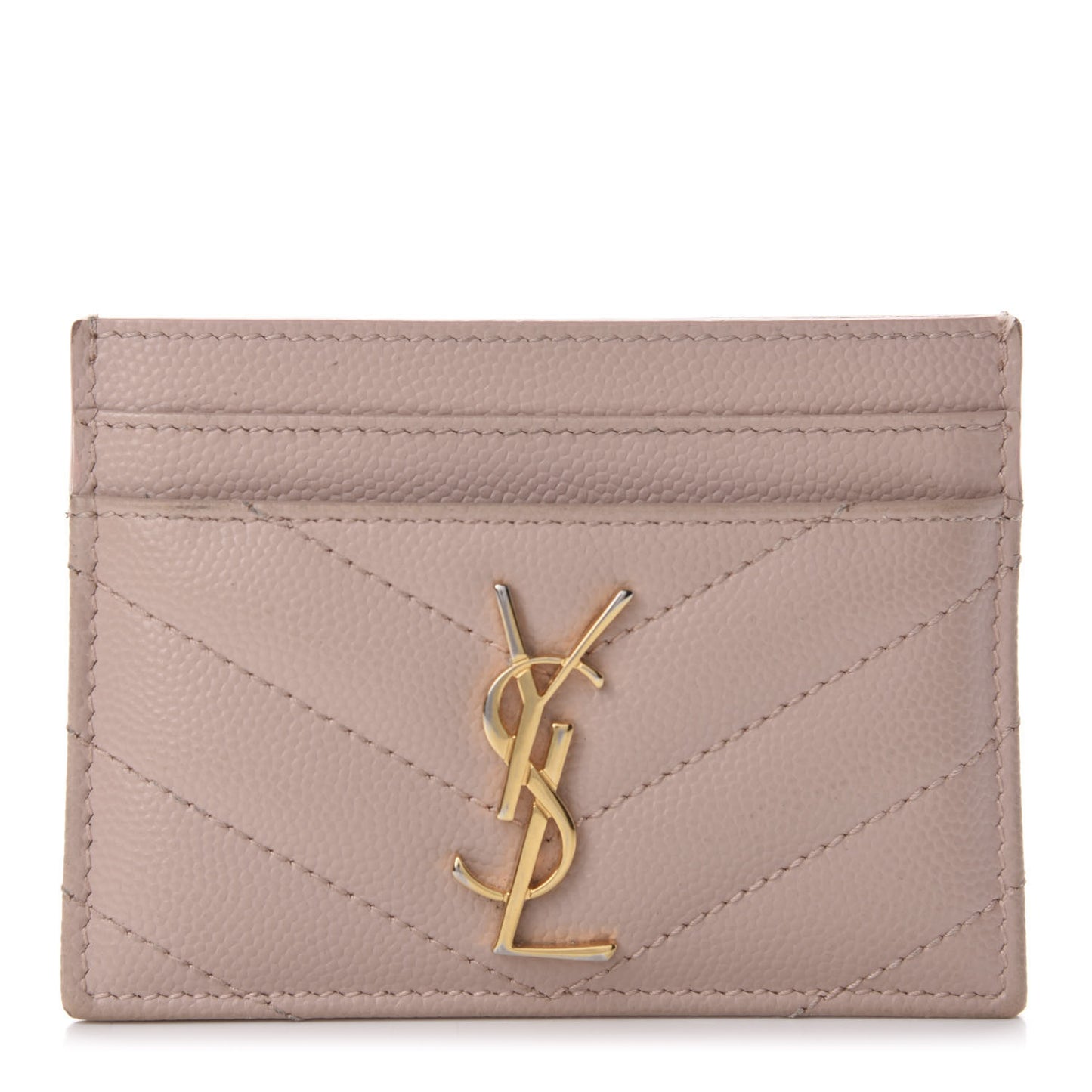 Grain De Poudre Matelasse Chevron Monogram Credit Card Case Pale Pink
