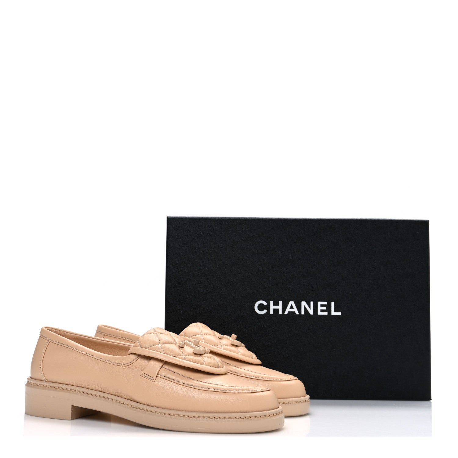 Chanel Lambskin Quilted CC Turnlock Moccasins 37 Beige 11 of 11