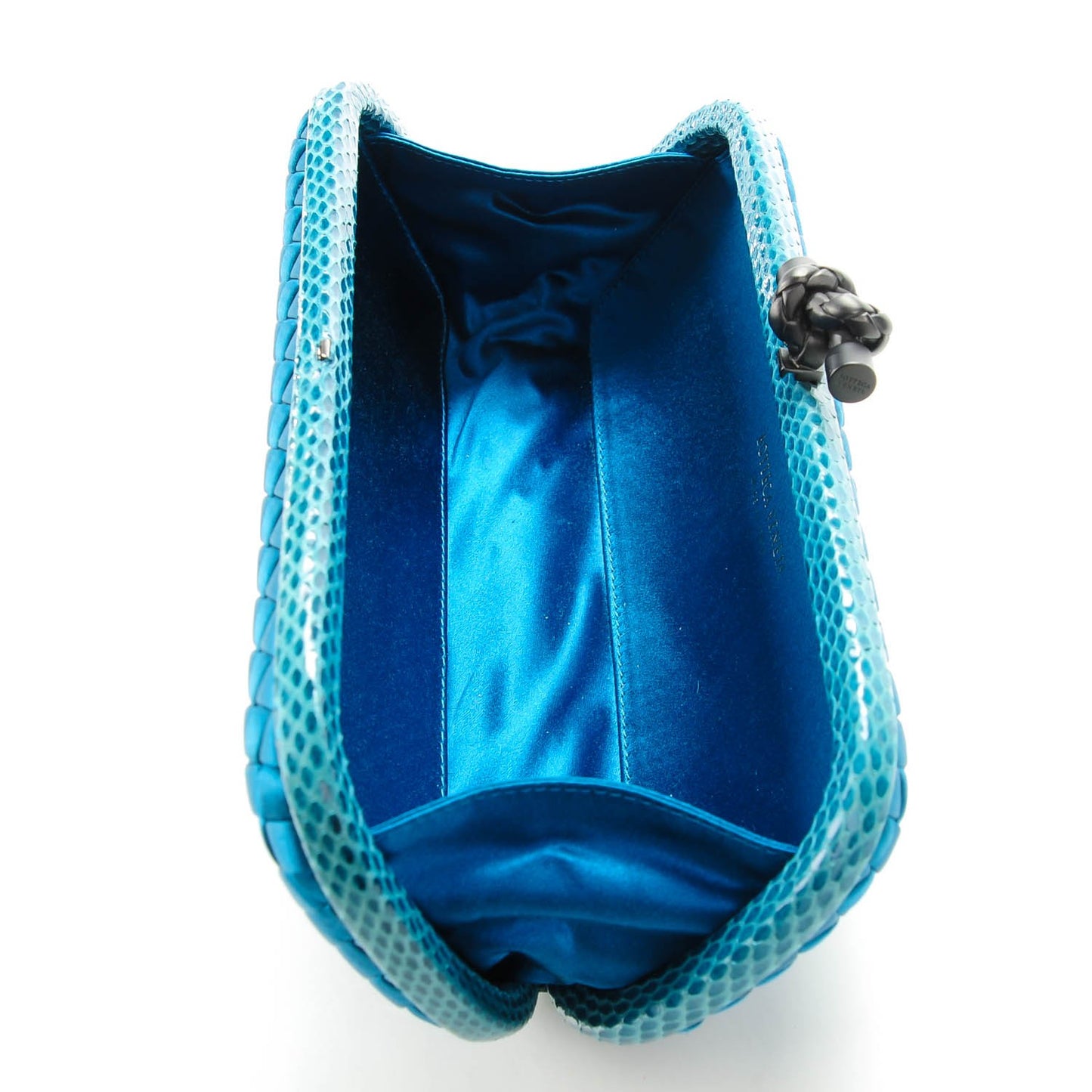 Satin Intreccio Impero Ayers Stretch Knot Clutch Teal