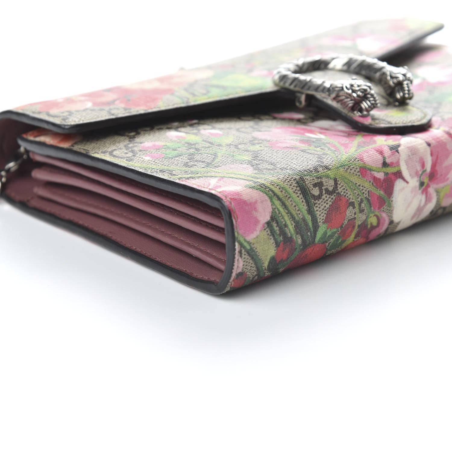 Gucci GG Supreme Monogram Blooms Mini Dionysus Chain Wallet Beige Multicolor Dry Rose 6 of 10
