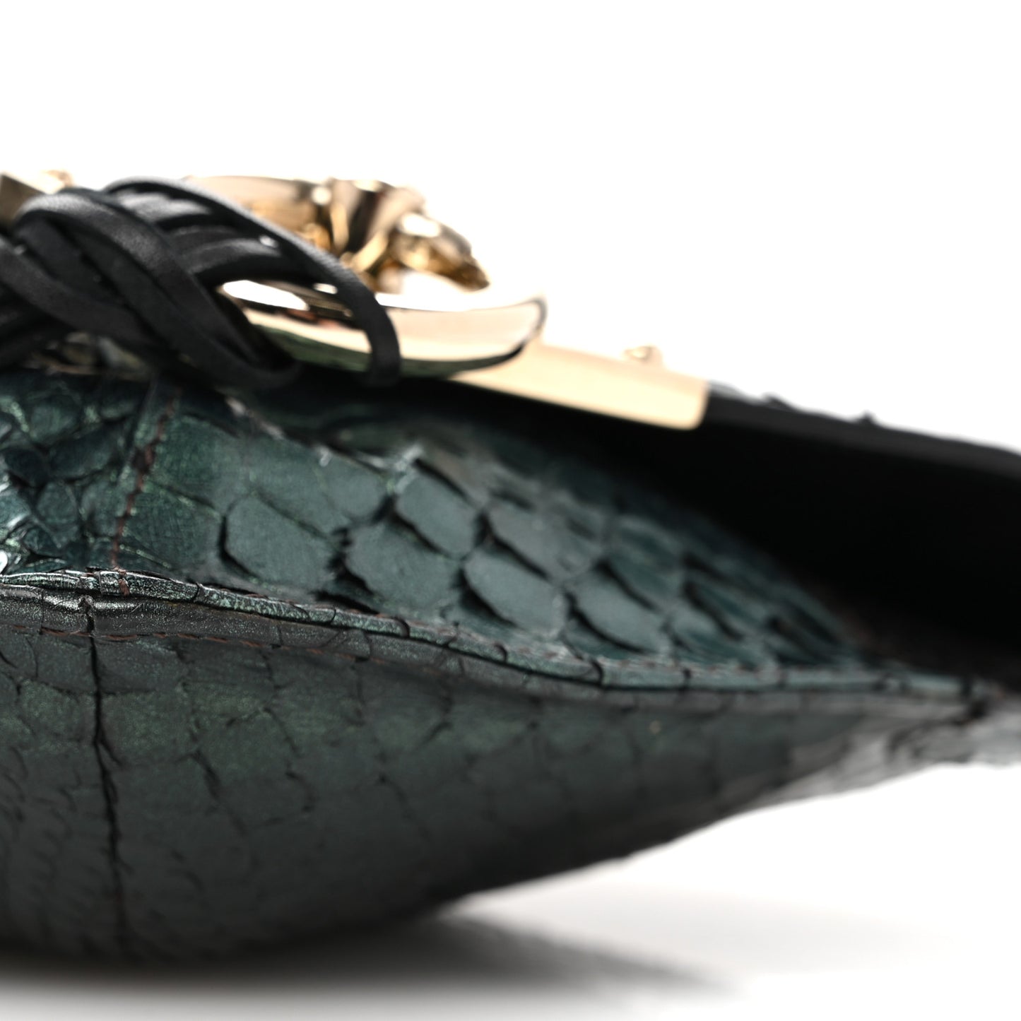 Metallic Snakeskin Lambskin Clutch Black Multicolor