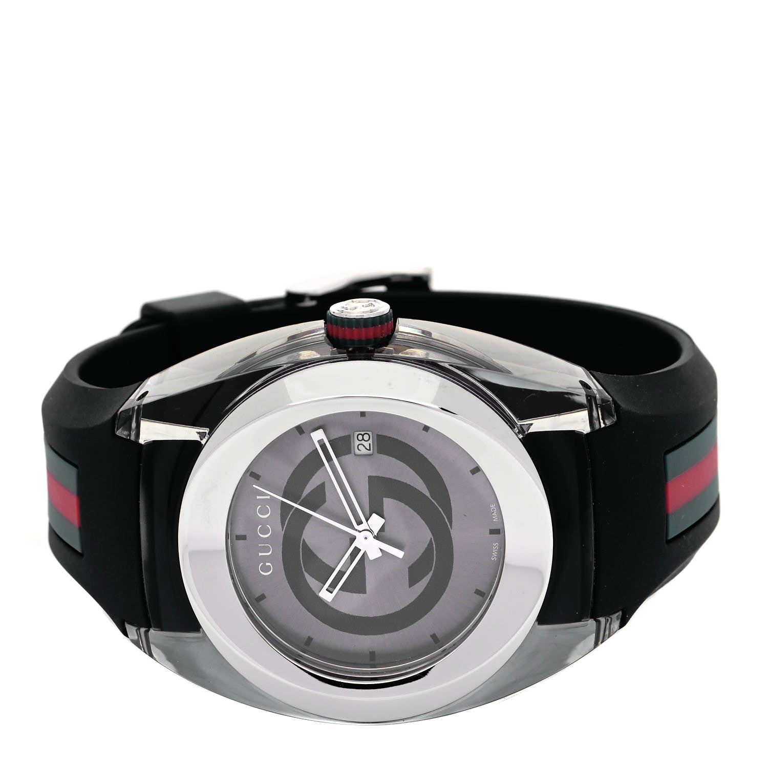 Gucci Stainless Steel Rubber 46mm Sync Web Quartz Watch Grey 2 of 5