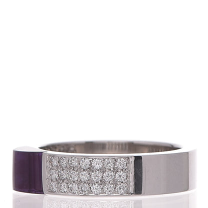 Gucci 18K White Gold Amethyst Diamond Band Ring 53 6.25 4 of 7
