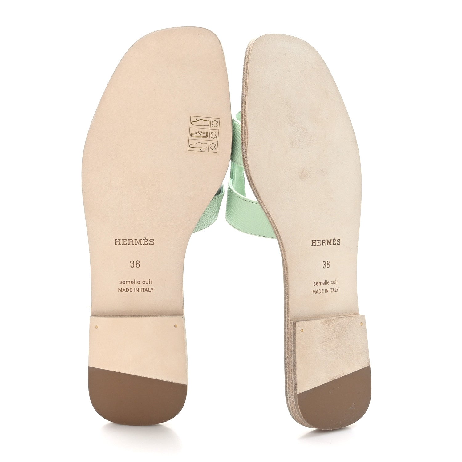 Hermes Epsom Oran Sandals 38 Vert Jade 5 of 9