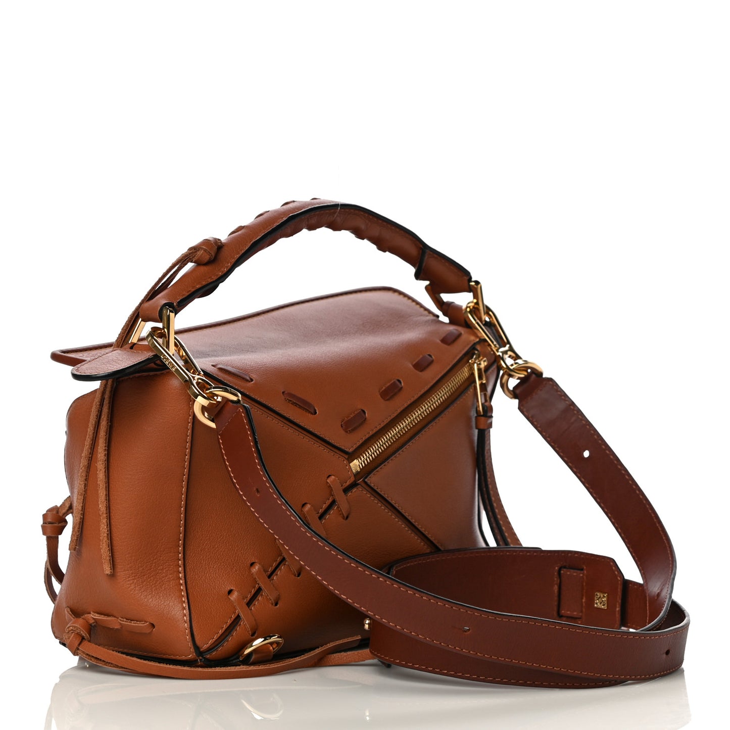 Calfskin Small Laced Puzzle Bag Tan