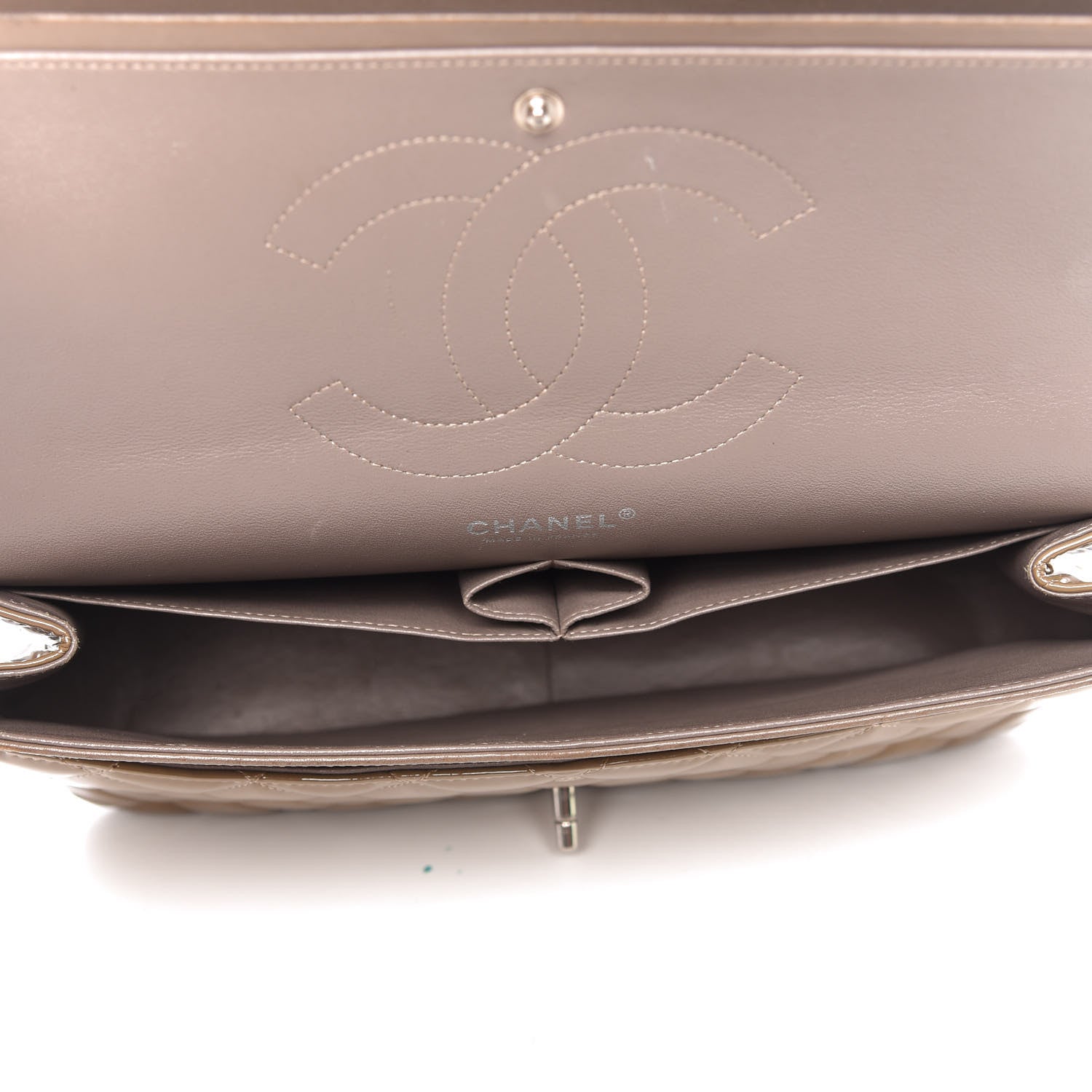 Chanel Patent Quilted Jumbo Double Flap Dark Beige 5 of 11