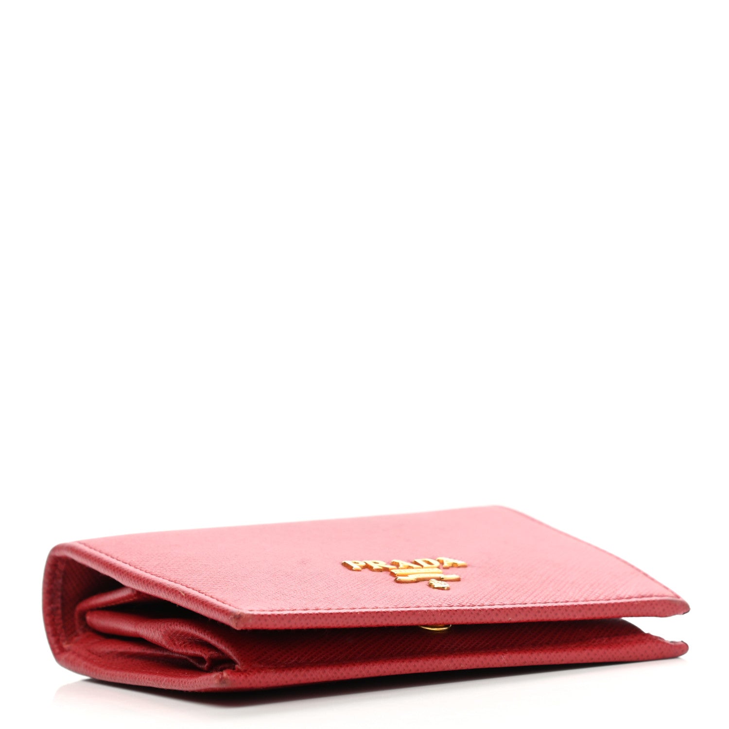 Prada Saffiano Metal Compact Snap Bi-Fold Wallet Fuoco 4 of 10