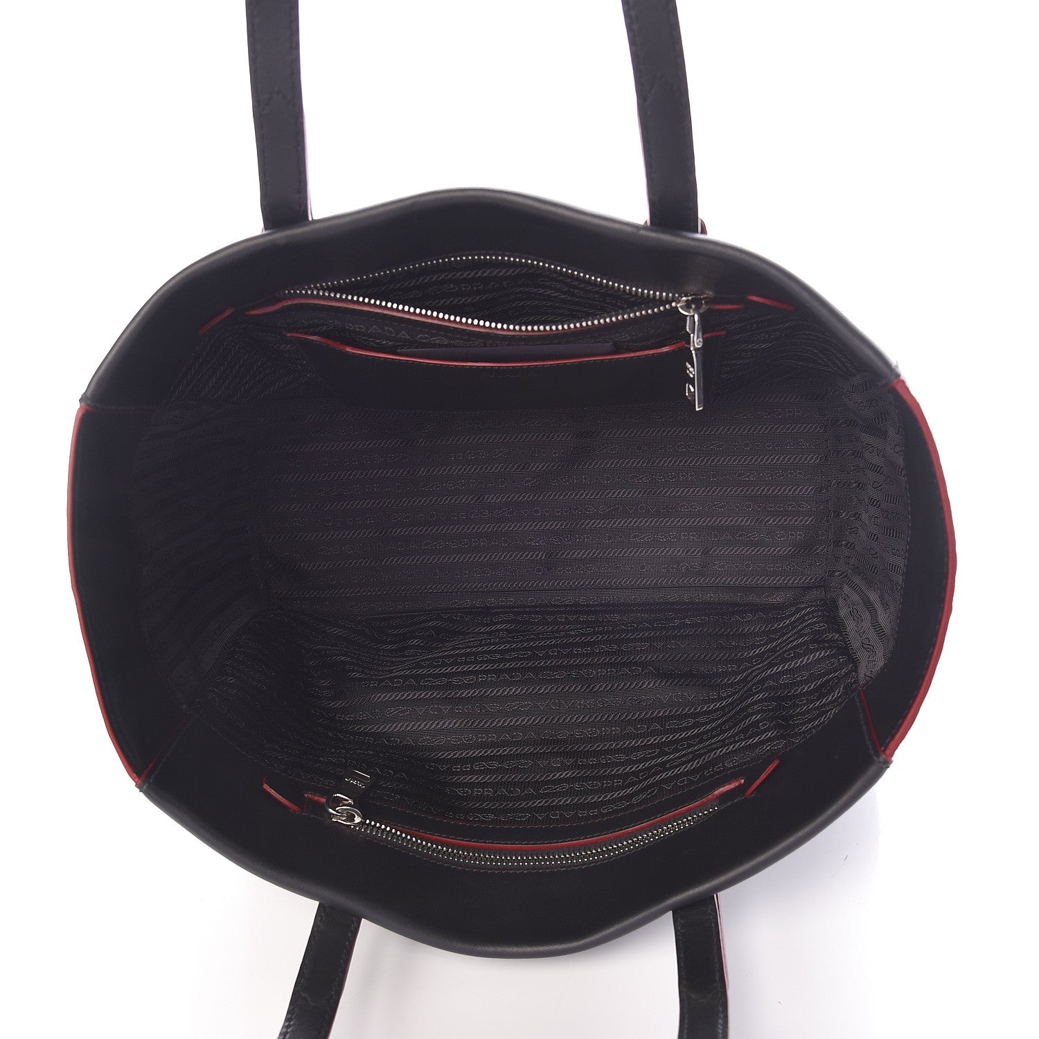 Prada City Calf Sport Tote Black Rosso 5 of 8
