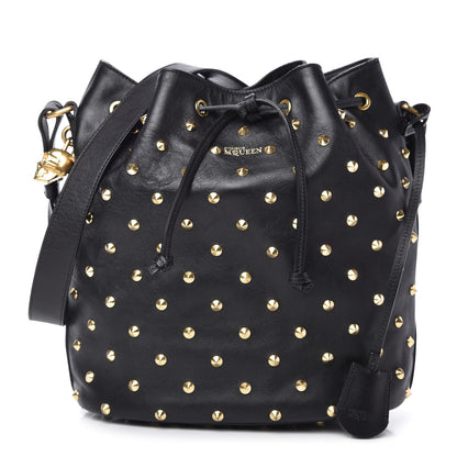 Alexander McQueen Calfskin Studded Padlock Bucket Bag Black 1 of 11