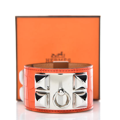 Hermes Matte Alligator Collier De Chien CDC Bracelet S Orange Poppy 4 of 6