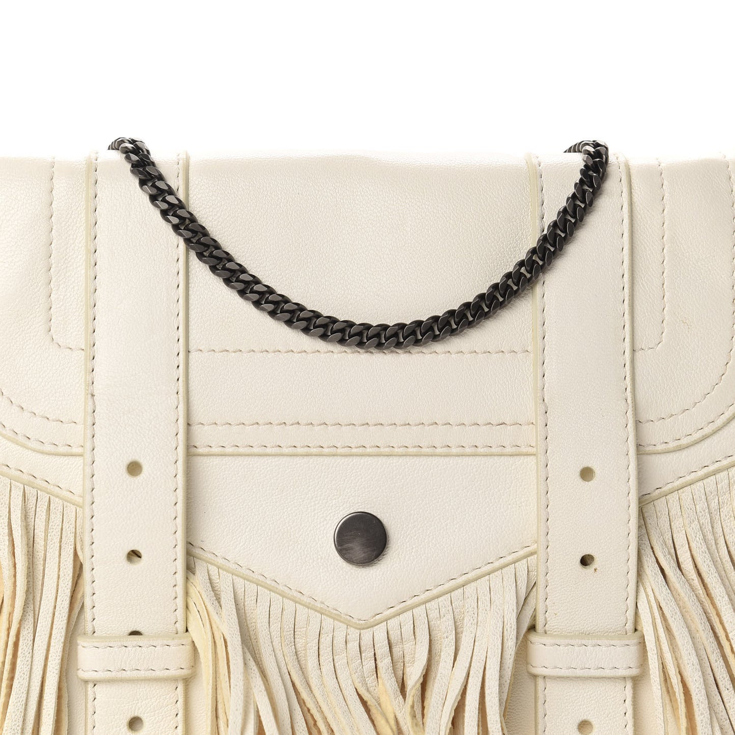 Lambskin Fringe PS1 Chain Wallet White