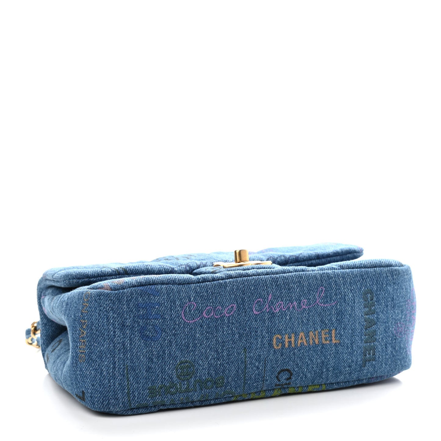 Denim Quilted Mini Denim Mood Rectangular Flap Blue Multicolor