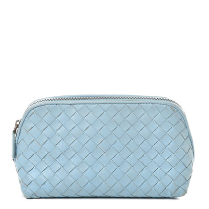 Bottega Veneta Nappa Intrecciato Cosmetic Case Light Blue 1 of 16