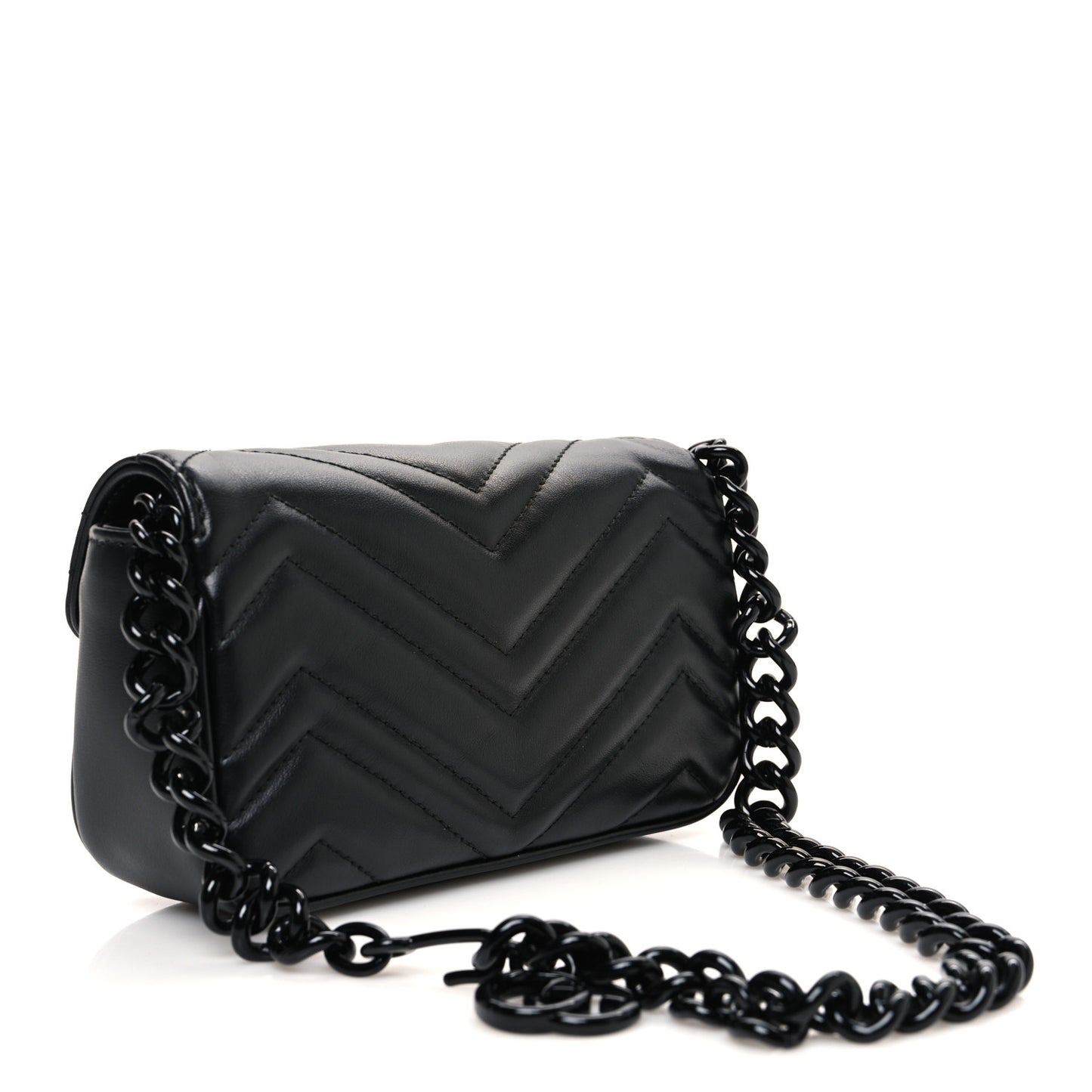 Calfskin Matelasse Monochrome GG Marmont Chain Belt Bag Black