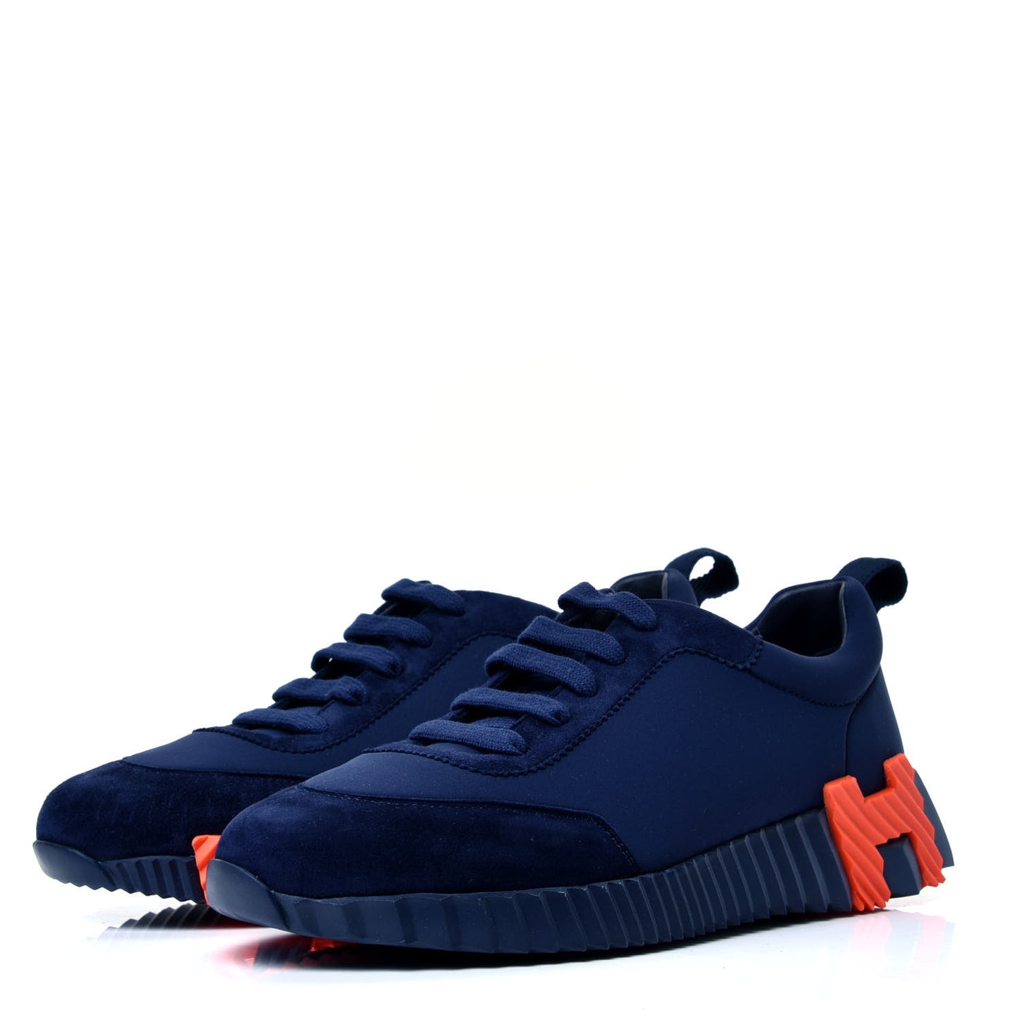 Technical Jersey Suede Goatskin Bouncing Sneakers 38.5 Marine