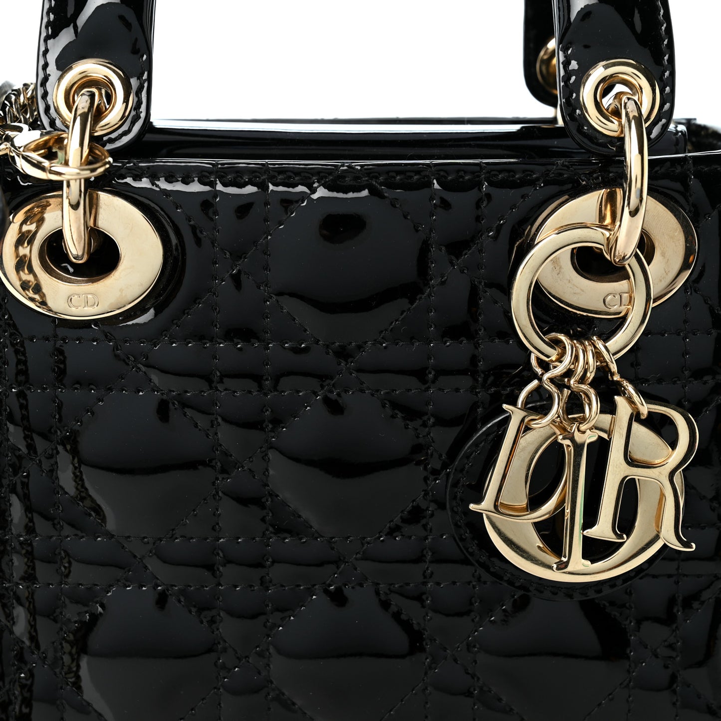 Patent Cannage Mini Lady Dior Black