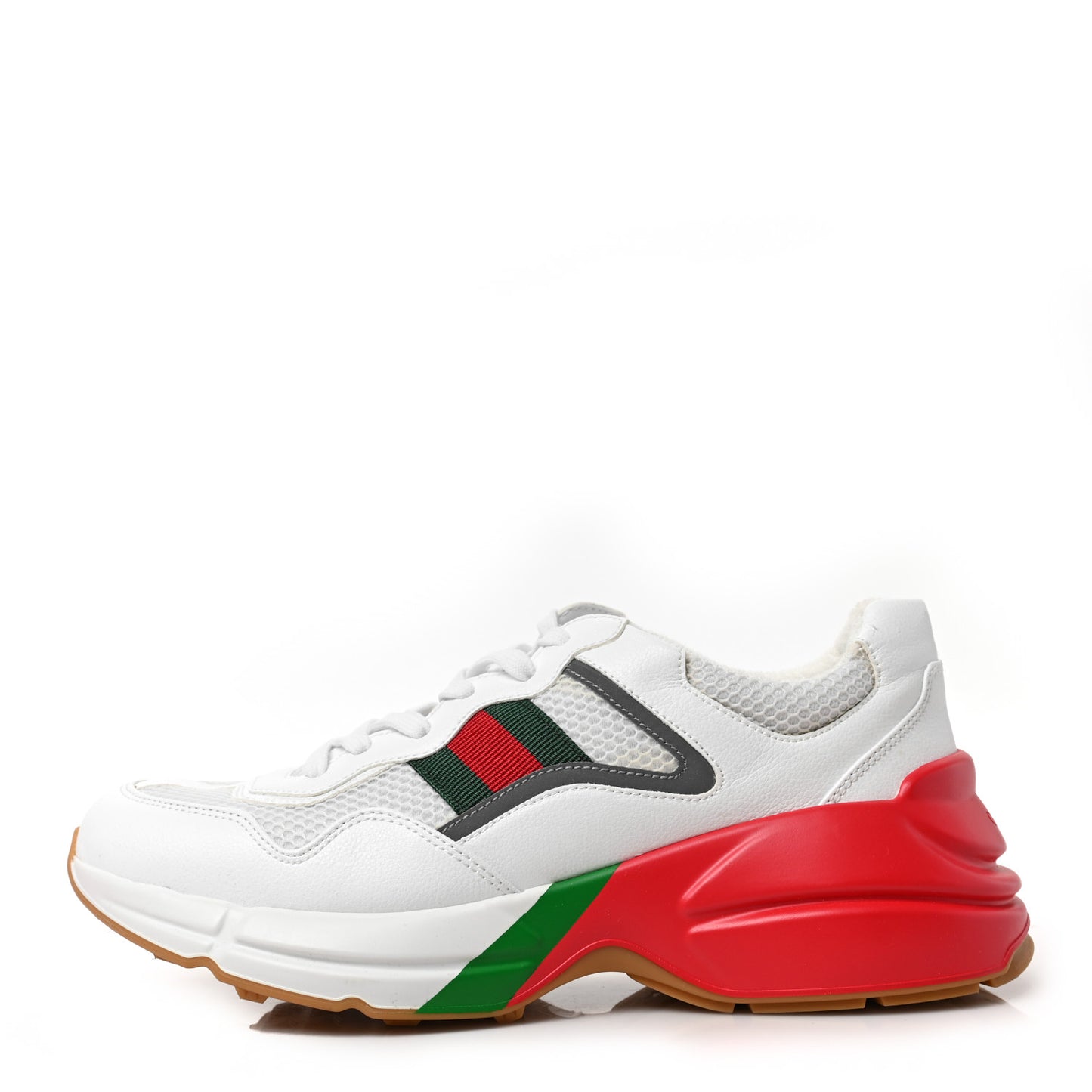 Lavaredo Eco Fabric Mesh Web Mens Rhyton Reflective Sneakers 8 Great White Green Red Silver