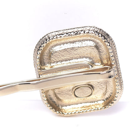 Chanel Metal Glass Strass CC Hair Clip Gold Pink 3 of 4