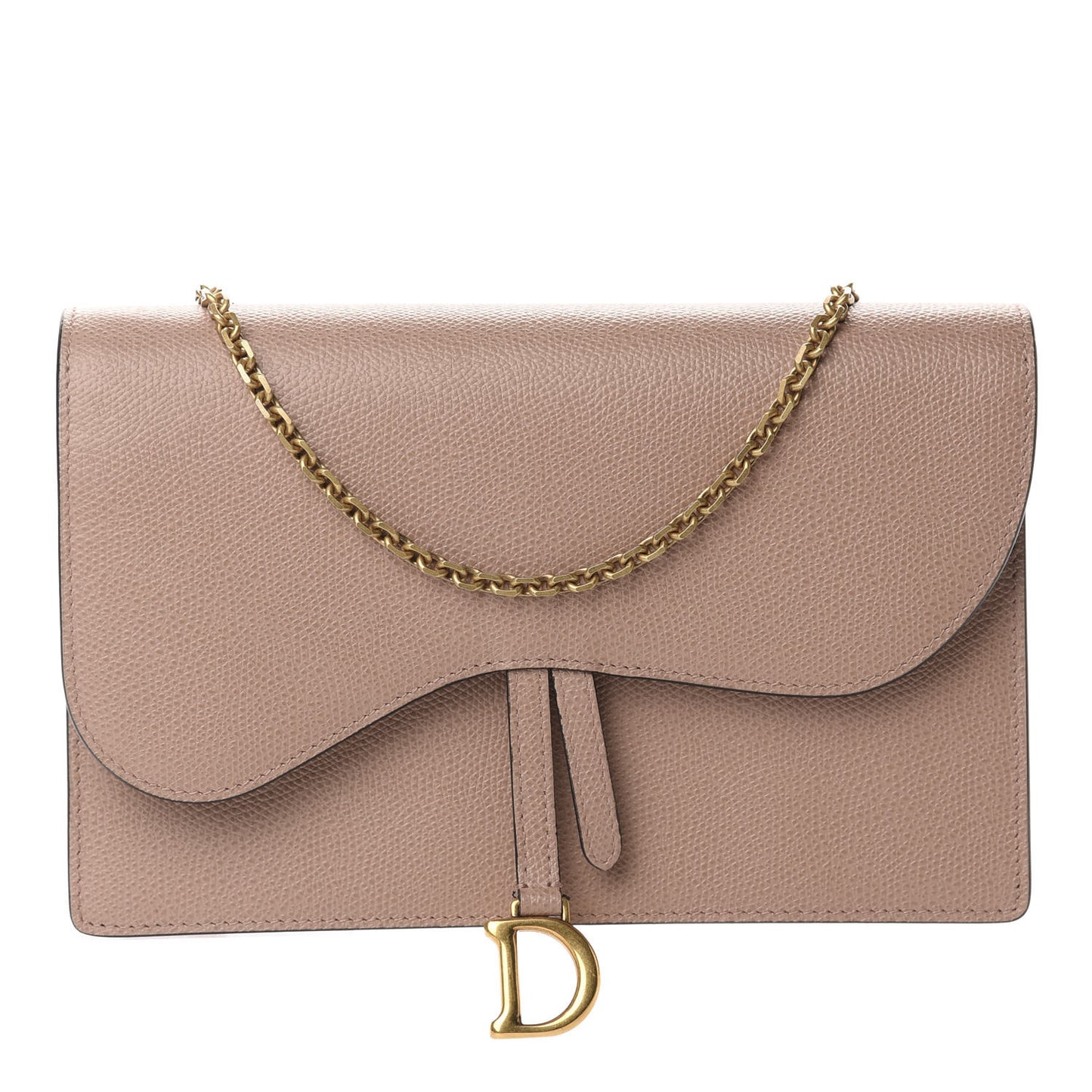 Grained Calfskin Saddle Chain Pouch Fard