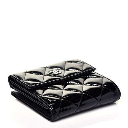 Chanel Patent Quilted Compact French Flap Wallet Black 4 of 7