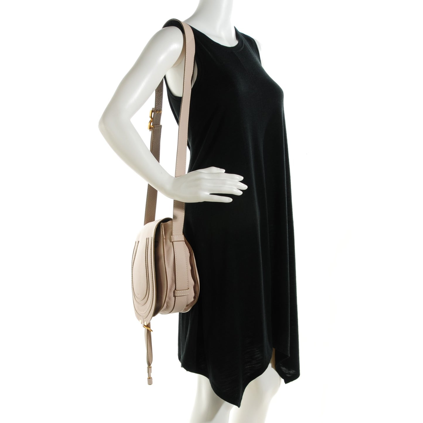 Calfskin Medium Marcie Round Crossbody Bag Abstract White