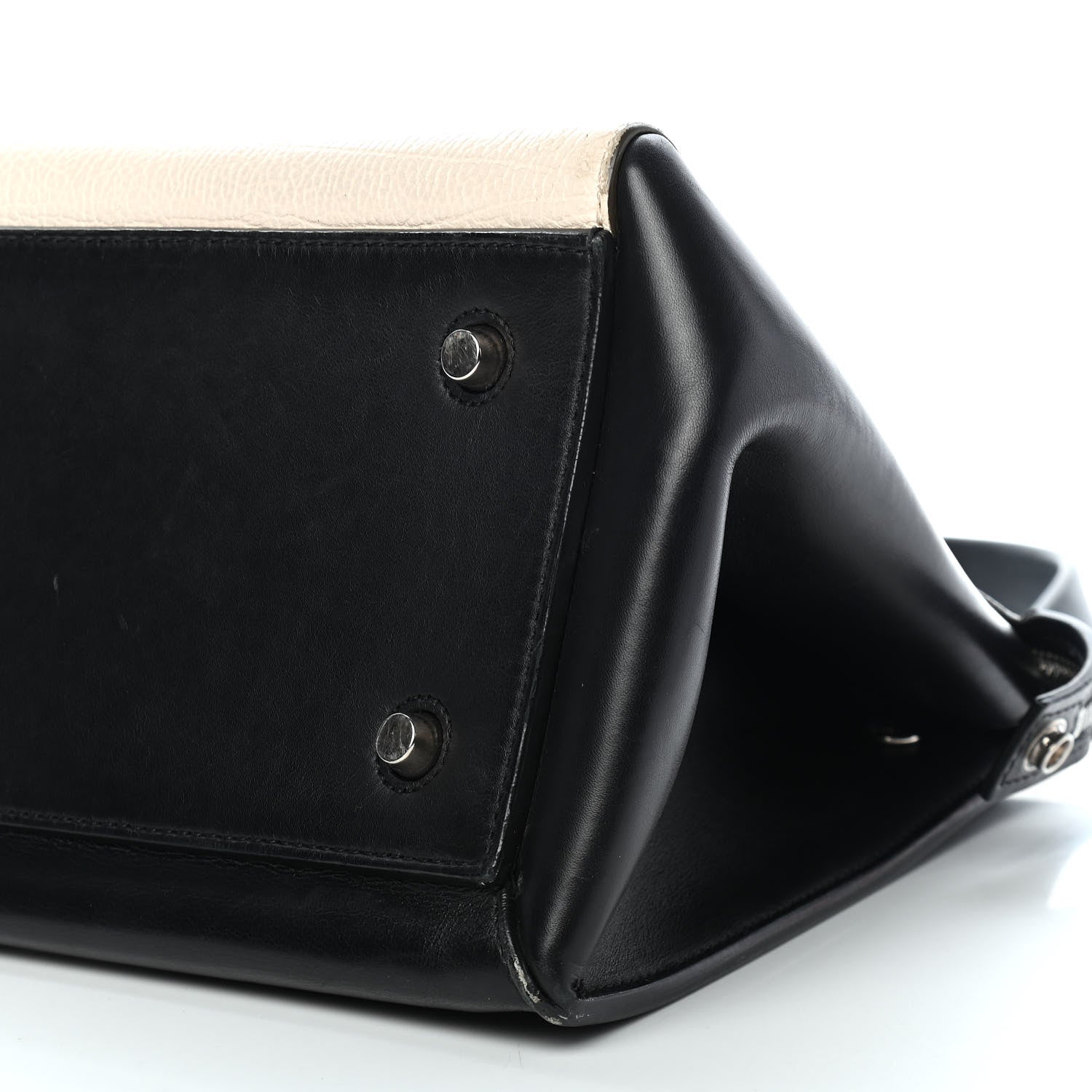 Celine Supple Calfskin Medium Bi-Color Edge Shoulder Bag Cream 10 of 10