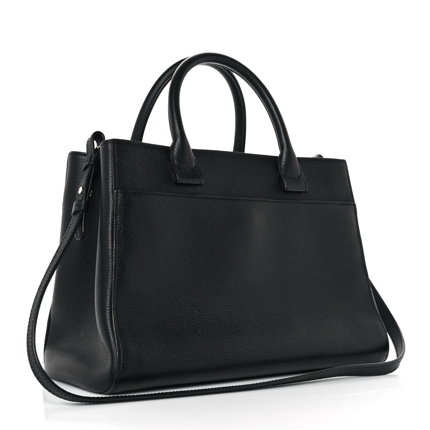 Grained Calfskin Small Neo Executive Shopper Tote Black