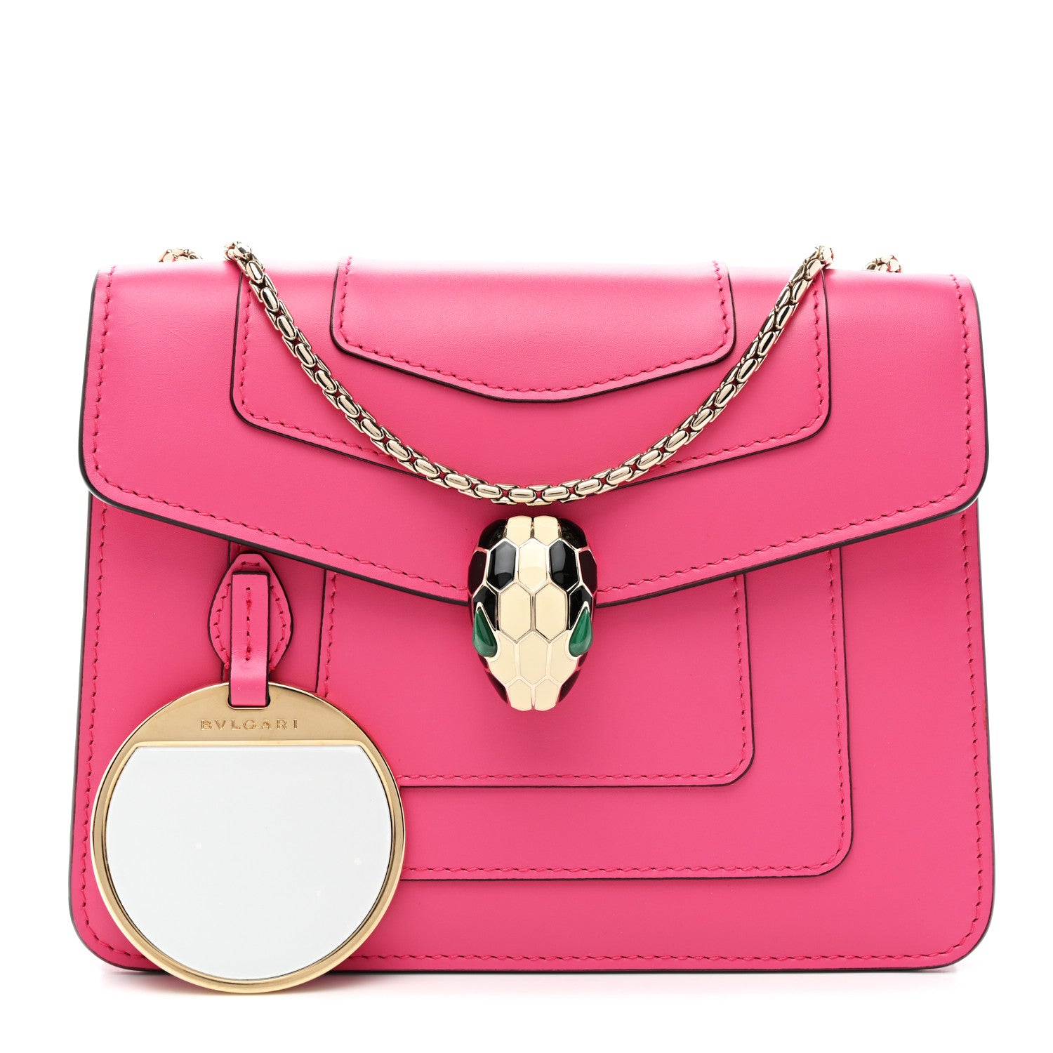 Bulgari Calfskin Small Serpenti Forever Snake Strap Crossbody Bag Pink 3 of 11