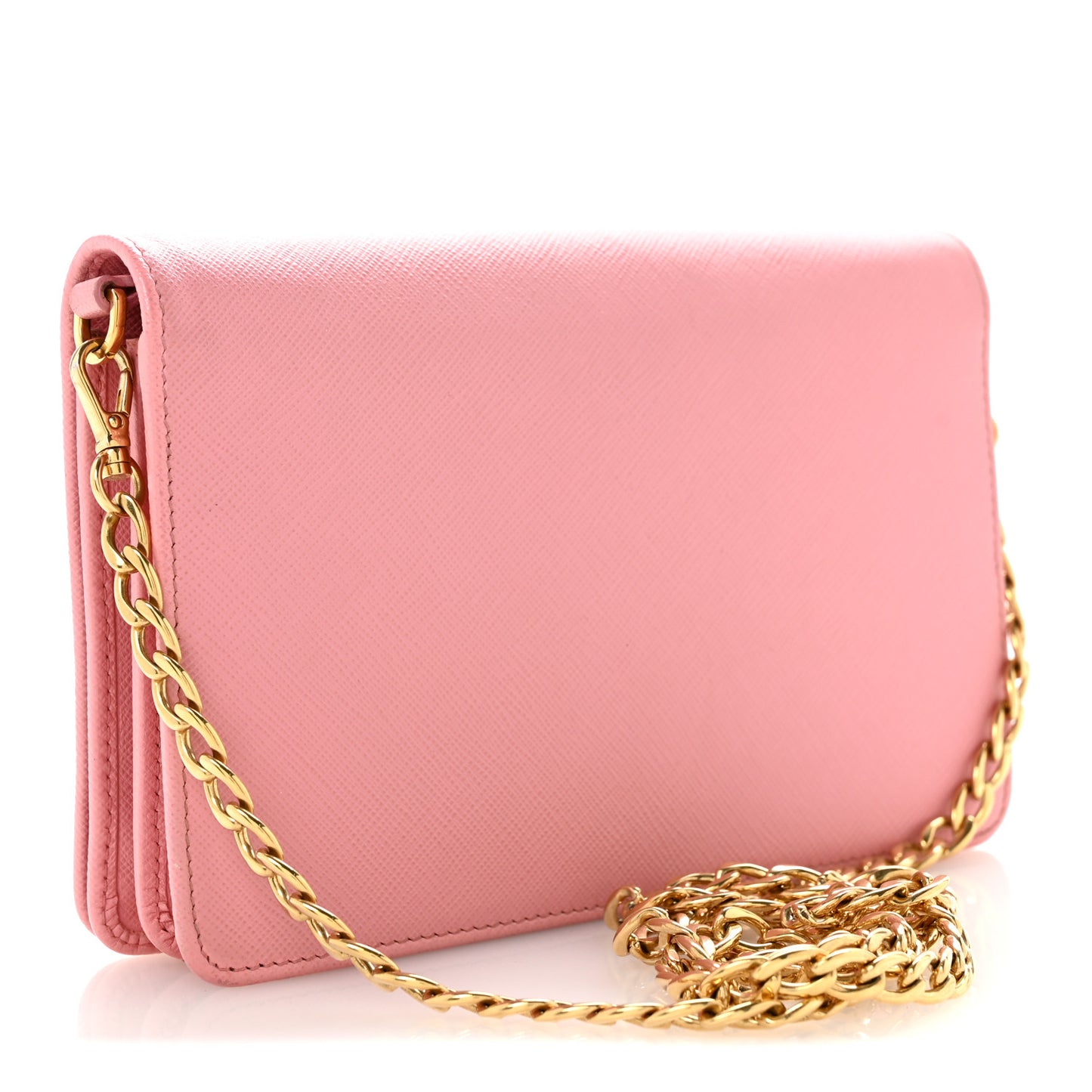 Saffiano Lux Monochrome Chain Wallet Begonia