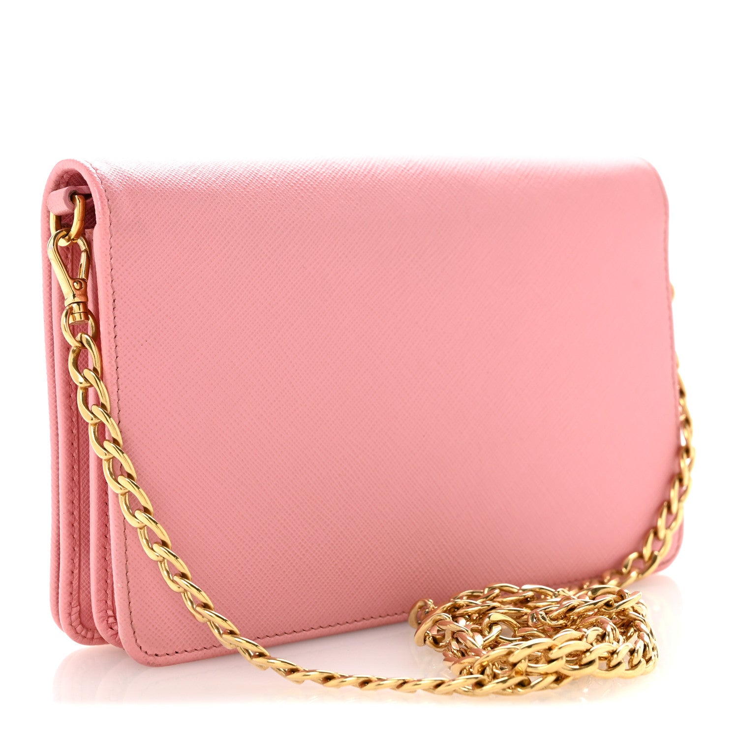 Prada Saffiano Lux Monochrome Chain Wallet Begonia 3 of 11