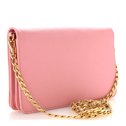 Prada Saffiano Lux Monochrome Chain Wallet Begonia 3 of 11