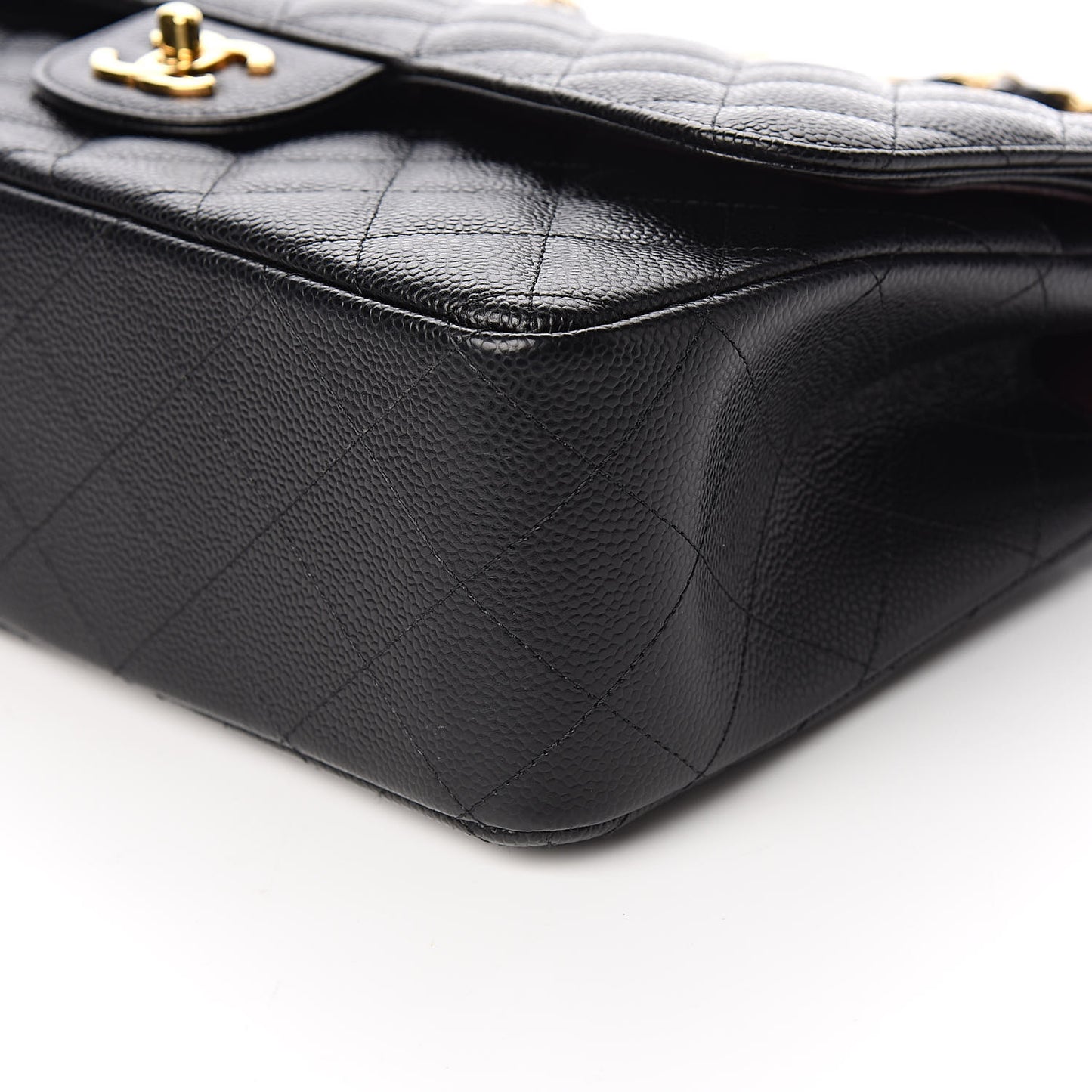 Caviar Quilted Jumbo Double Flap Black