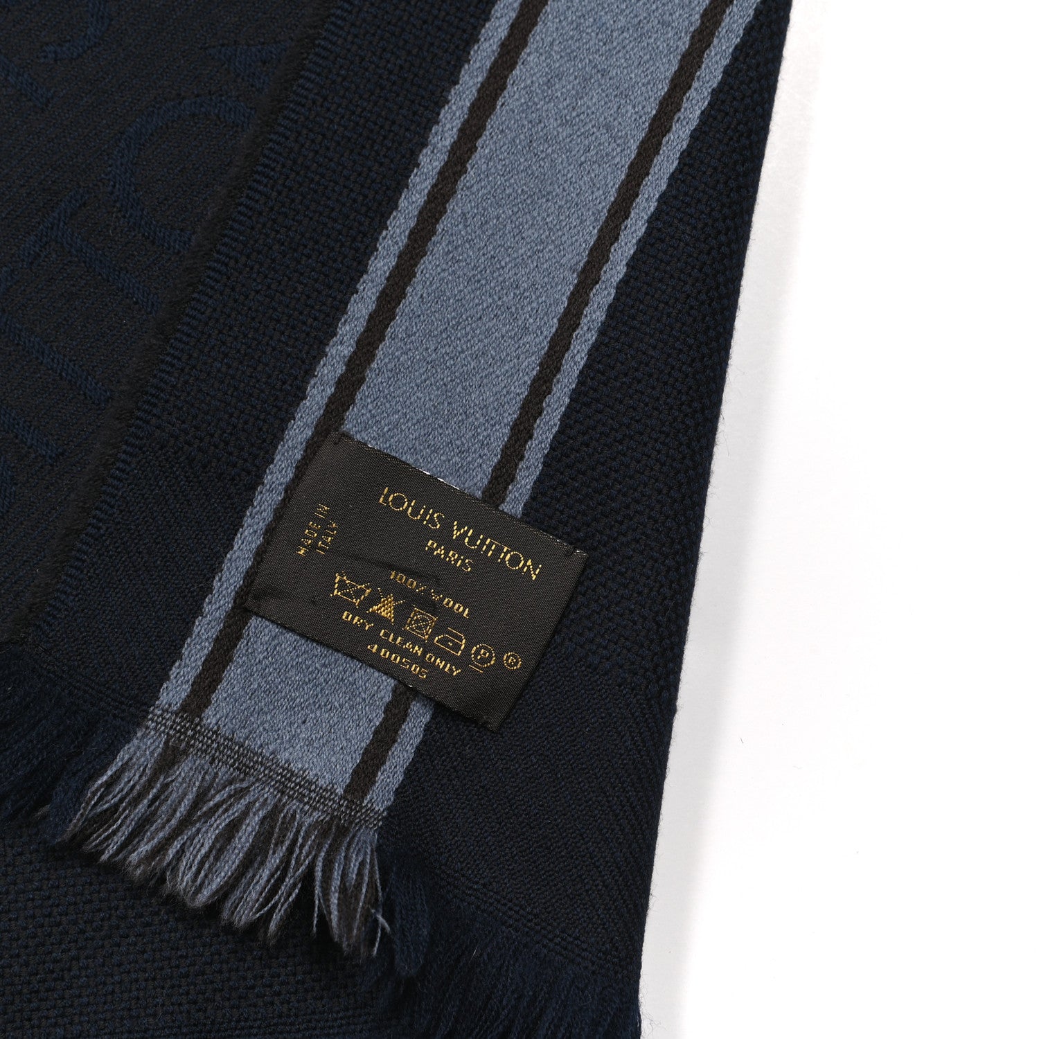 Louis Vuitton Wool Damier Geant Messager Scarf Navy 4 of 5